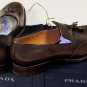 PRADA SHOES $995 DARK BROWN WING-TIP TASSELED TOE ORNAMENTED LOAFER 11 44e NEW