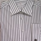 KITON DRESS SHIRT $995 WHITE/BLACK STRIPE HANDMADE FC DRESS SHIRT 19/38 47e NEW