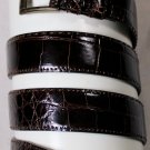 KITON BELT $2990 DK BROWN ALLIGATOR SKIN SOLID STERLING SILVER BUCKLE 42 105 NEW