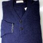 BRUNELLO CUCINELLI SWEATER NAVY 100%CASHMERE 2-BTN CHEST PKT V-NECK XL 54 NEW