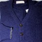 BRUNELLO CUCINELLI SWEATER NAVY 100%CASHMERE 2-BTN CHEST PKT V-NECK XL 54 NEW