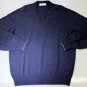BRUNELLO CUCINELLI SWEATER NAVY 100%CASHMERE 2-BTN CHEST PKT V-NECK XL 54 NEW