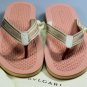 BULGARI SHOES $295 LT PINK/BEIGE LOGO THONG BULGARI SANDALS BEACHWEAR 8 41e NEW