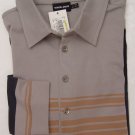 GIORGIO ARMANI BLACK LABEL POLO $995 GRAY STRIPED COTTON/SILK 5-BTN XL 54e NEW