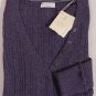 BRUNELLO CUCINELLI SWEATER PURPLE 100%CASHMERE CABLE KNIT 5-BTN V-NECK MED 6 NEW