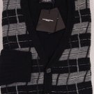 COSTUME NATIONAL SWEATER $780 BLACK/GRAY STRIPED 100%ALPACA CARDIGAN L 52e NEW