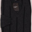 COSTUME NATIONAL SWEATER $680 BLACK ROPE STRIPED 100%WOOL V-NECK XL 54e NEW