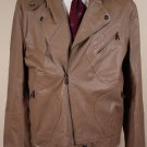 BOTTEGA VENETA COAT $5400 TAUPE 100%CALFSKIN ASYM ZIP BIKER JACKET XL 54e NEW