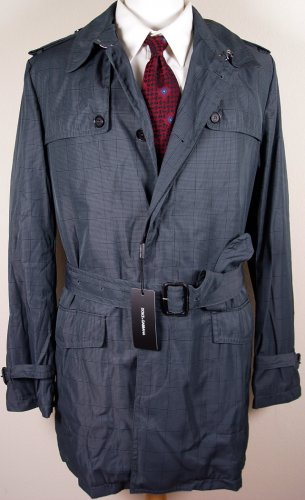 DOLCE & GABBANA COAT $1795 DARK BLUE QUILTED INTERIOR TRENCH COAT MED 50e NEW