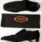 TOD'S SHOES $695 BROWN SUEDE LOGO EMBOSSED PEBBLE METAL INSERT LOAFERS 8 41e NEW