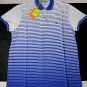 ETRO POLO $450 WHITE/BLUE 2-BTN OMBRE DEGRADE STRIPED LOGO POLO SHIRT XL 54e NEW