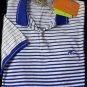 ETRO POLO $450 WHITE/BLUE 2-BTN OMBRE DEGRADE STRIPED LOGO POLO SHIRT XL 54e NEW