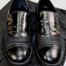 DOLCE & GABBANA SHOES $1190 BLACK SIDE BUTTONED WASHED CALF BROGUE 11.5 44.5 NEW