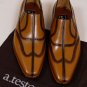 A. TESTONI SHOES $1090 BROWN VARNISH SEAM WING-TIP HANDMADE SHOE 11.5 44.5 NEW
