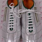 ETRO SHOES $435 METALLIC SILVER/GREEN LOGO LOW PROFILE ETRO TRAINER 8D 41e NEW