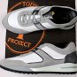 TOD'S T-PROJECT SHOES $495 WHITE/GRAY SUEDE PEBBLE SOLE TRAINERS 11 44e NEW