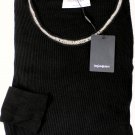 YSL YVES SAINT LAURENT SWEATER $1095 BLACK SILVER CHAIN STITCHED CREW XL 54e NEW