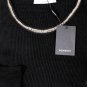 YSL YVES SAINT LAURENT SWEATER $1095 BLACK SILVER CHAIN STITCHED CREW XL 54e NEW