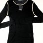 YSL YVES SAINT LAURENT SWEATER $1095 BLACK SILVER CHAIN STITCHED CREW XL 54e NEW