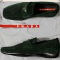 PRADA SPORT SHOES $545 DARK GREEN SUEDE LOGO ORNAMENTED SMART CALF 6.5 36.5e NEW