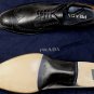 PRADA SHOES $950 BLACK BRUSHED CALFSKIN WINGTIP BROGUE STITCHED DERBY 11 44 NEW