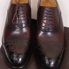 GUCCI SHOES $1350 ANTIQUED BROWN CROCODILE SKIN CAP TOE OXFORDS 11.5D  44.5e NEW