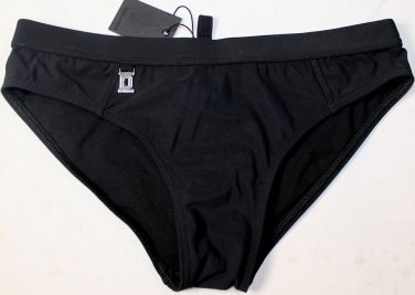 DSQUARED2 SWIM TRUNKS $295 BLACK LETTERMAN LOGO ORNAMENTED BATHING SLIP 48 NEW