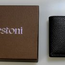 A.TESTONI WALLET $420 BLACK CARIBU/REINDEER SKIN LOGO 8-CARD BILL FOLD NEW