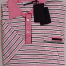 PRADA POLO $435 BLACK/PINK/WHITE 3-BTN COUTURE LOGO SLIM FIT POLO XL 54e NEW