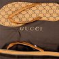 GUCCI SHOES $350 GUCCI BROWN LOGO GUCCISSIMA LEATHER THONG SANDAL 10.5 43.5 NEW