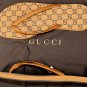 GUCCI SHOES $350 GUCCI BROWN LOGO GUCCISSIMA LEATHER THONG SANDAL 10.5 43.5 NEW