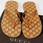 GUCCI SHOES $350 GUCCI BROWN LOGO GUCCISSIMA LEATHER THONG SANDAL 10.5 43.5 NEW