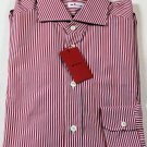 KITON DRESS SHIRT $795 RED STRIPE KITON HANDMADE SHIRT 15.75/34 40e NEW