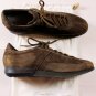SANTONI SHOES $495 DARK BROWN SUEDE LOGO EMBOSSED STRIPE TRAINERS 7 41e NEW