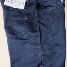 GUCCI PANTS $595 NAVY BLUE PAINTED LOGO BTN FLY 5-PKT FITLEG  CHINOS 32 48e NEW