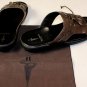 CESARE PACIOTTI SHOES $485 DARK BROWN LOGO RIVET TASSELED VAMP SANDALS 9 42e NEW