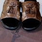 CESARE PACIOTTI SHOES $485 DARK BROWN LOGO RIVET TASSELED VAMP SANDALS 9 42e NEW