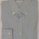 MICHAEL BASTIAN SHIRT $445 LT. BLUE AND YELLOW STRIPED OXFORD 16.5 42e NEW