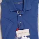 LUCIANO BARBERA POLO $325 SOLID BLUE 3-BTN 100%COTTON POLO SHIRT MED 50e NEW