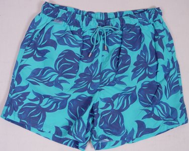 ETRO SWIM TRUNKS $350 BLUE/LIGHT BLUE LEAF LOGO BEACHWEAR SWIM SHORT SM 48e NEW