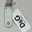 DOLCE & GABBANA KEYCHAIN $345 WHITE ALLIGATOR SKIN LOGO 4-KEYRING NEW