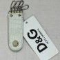 DOLCE & GABBANA KEYCHAIN $345 WHITE ALLIGATOR SKIN LOGO 4-KEYRING NEW