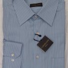 CORNELIANI SHIRT $295 LIGHT BLUE/WHITE ROPE STRIPED DRESS SHIRT 17/34 43e NEW