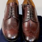 PRADA SHOES $850 DK BROWN WING TIP TOE ORNAMENTED BROGUE 9.5 42.5e NEW