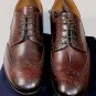 PRADA SHOES $850 DK BROWN WING TIP TOE ORNAMENTED BROGUE 9.5 42.5e NEW
