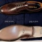 PRADA SHOES $850 DK BROWN WING TIP TOE ORNAMENTED BROGUE 9.5 42.5e NEW