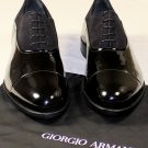 GIORGIO ARMANI SHOES $820 BLACK PATENT/SUEDE MIXED FORMAL CAPTOE 13 46e NEW