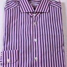 KITON DRESS SHIRT $795 PINK/NAVY BOLD STRIPE HANDMADE SHIRT 16/34 41e NEW