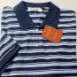LORO PIANA POLO $485 NAVY/LIGHT BLUE STRIPE CONTRAST PIQUE POLO XXXL 58e NEW