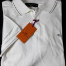 ETRO POLO $410 WHITE 2-BTN GRAY ACCENTED LOGO EMBROIDERED POLO SHIRT XXL 56e NEW